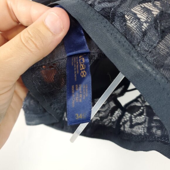 Rachel Roy Navy Blue Luxe Lace Longline Single Bra Sz 34C NWT - Picture 4 of 8